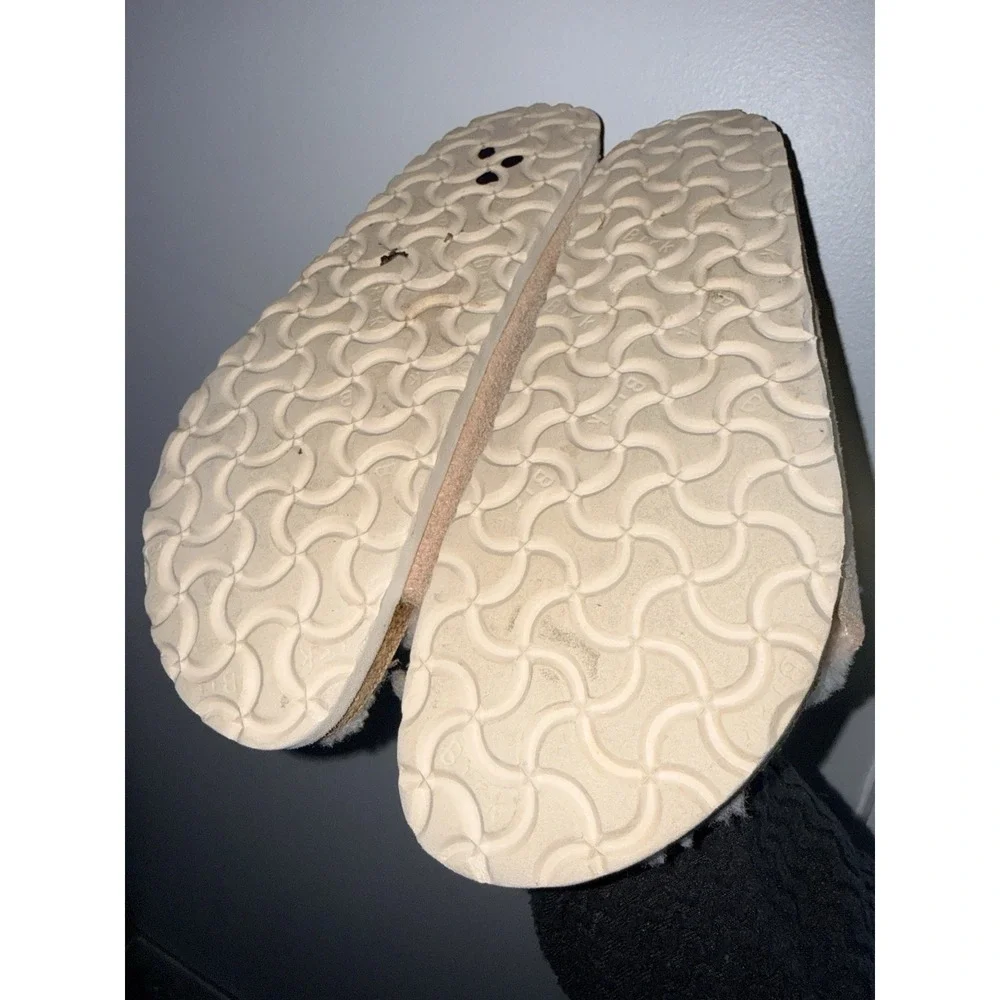 BIRKENSTOCK Shearling ARIZONA Sandal EU 39 Taupe‎ Suede Leather Sheepskin Y